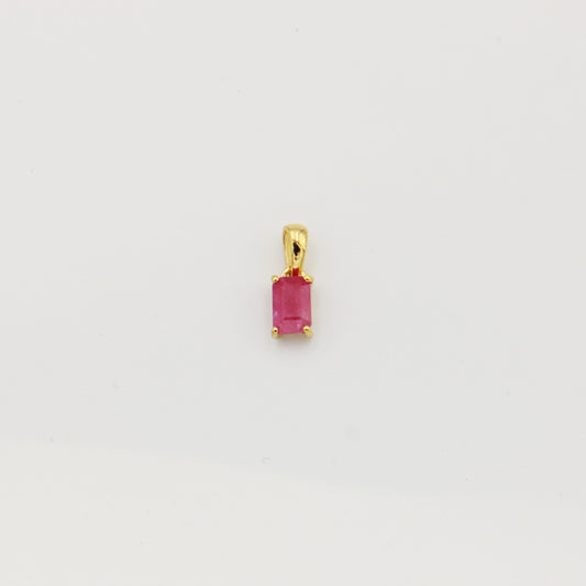 Tiny Rectangle Ruby Sterling GP Pendant