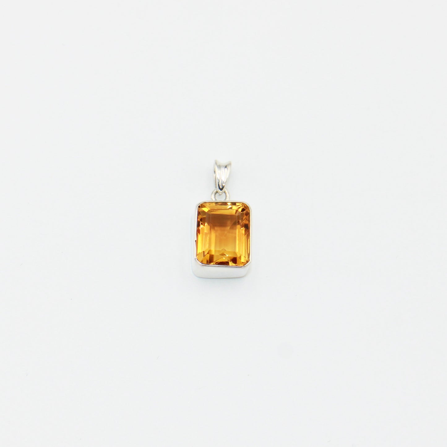 Citrine Rectangle Sterling Silver Pendant