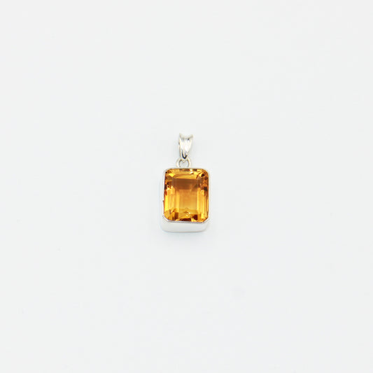 Citrine Rectangle Sterling Silver Pendant