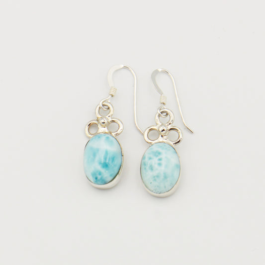 Larimar Oval Three Circles Sterling Earrings