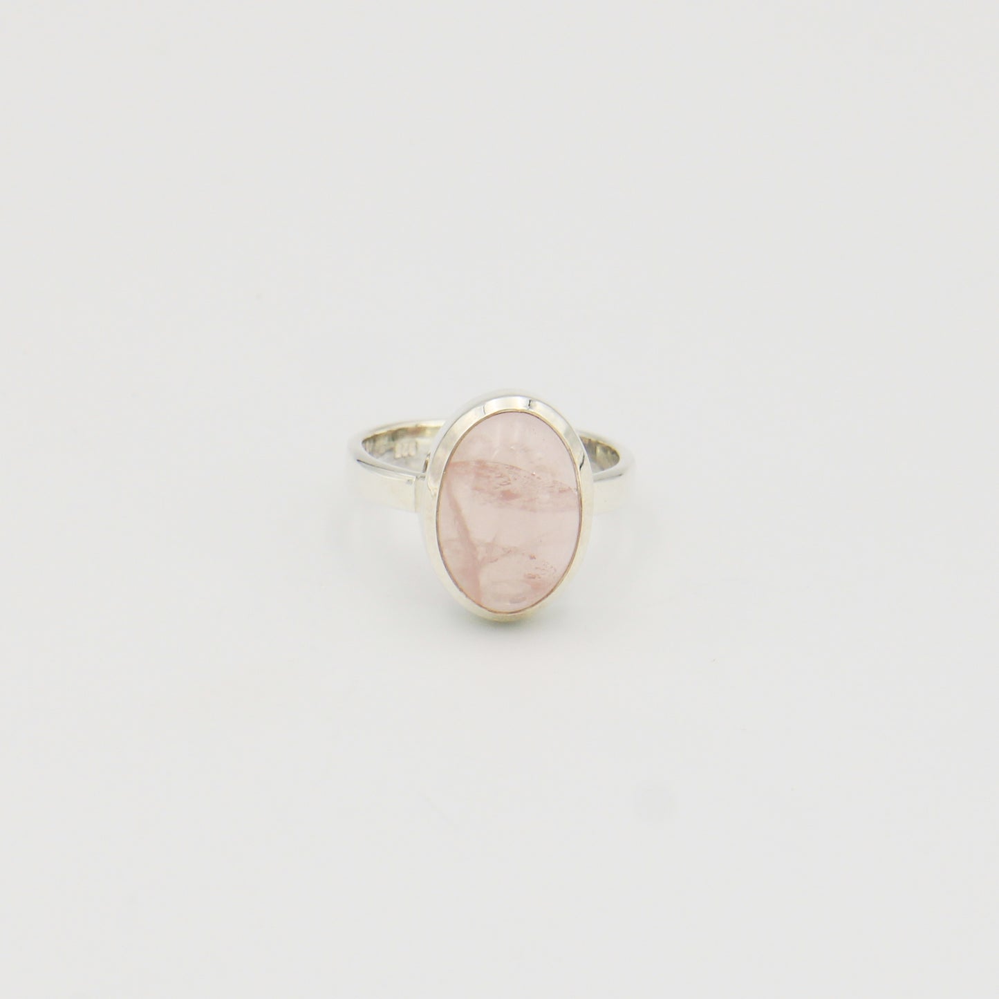 Rose Quartz Oval Sterling Ring Sz 7