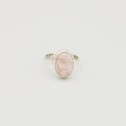 Rose Quartz Oval Sterling Ring Sz 7