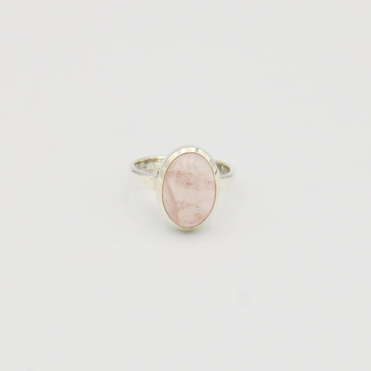 Rose Quartz Oval Sterling Ring Sz 7