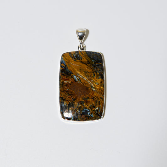 Pietersite Large Rectangle Sterling Pendant