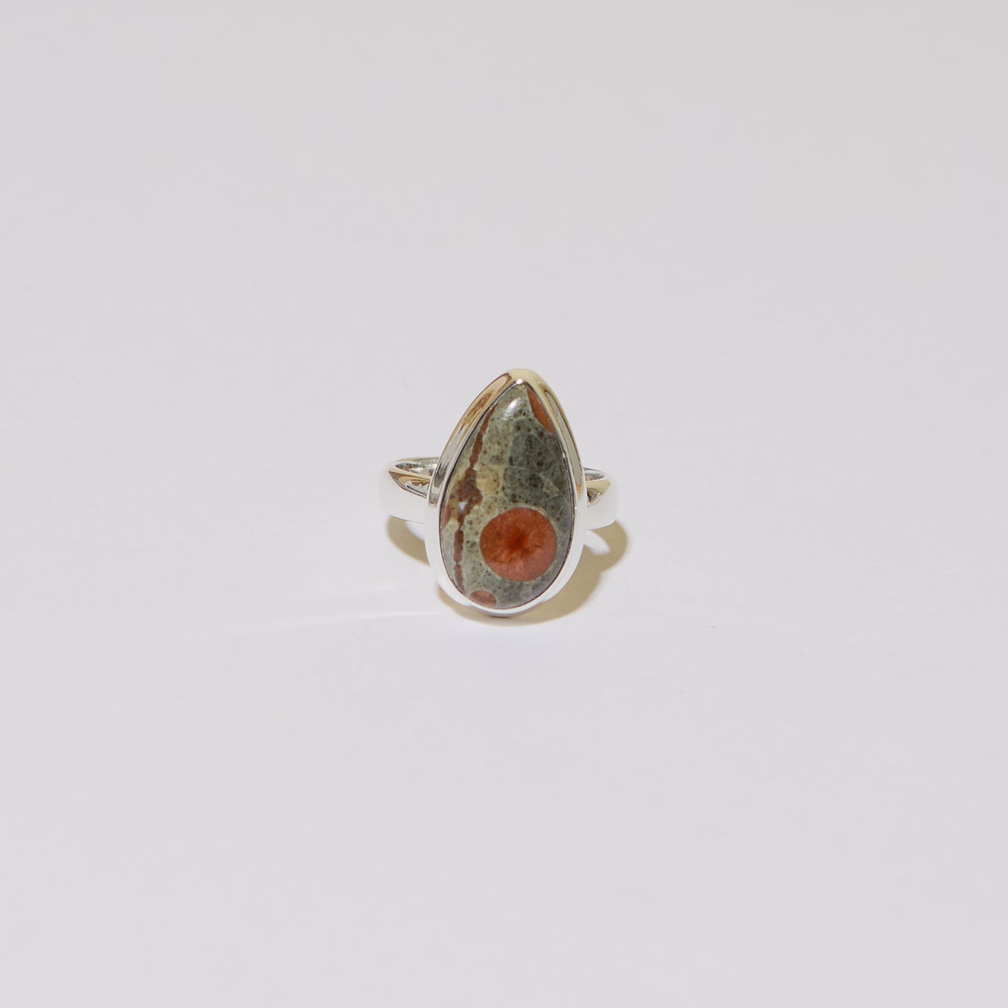 Peanut Obsidian Teardrop Sterling Ring Sz 6