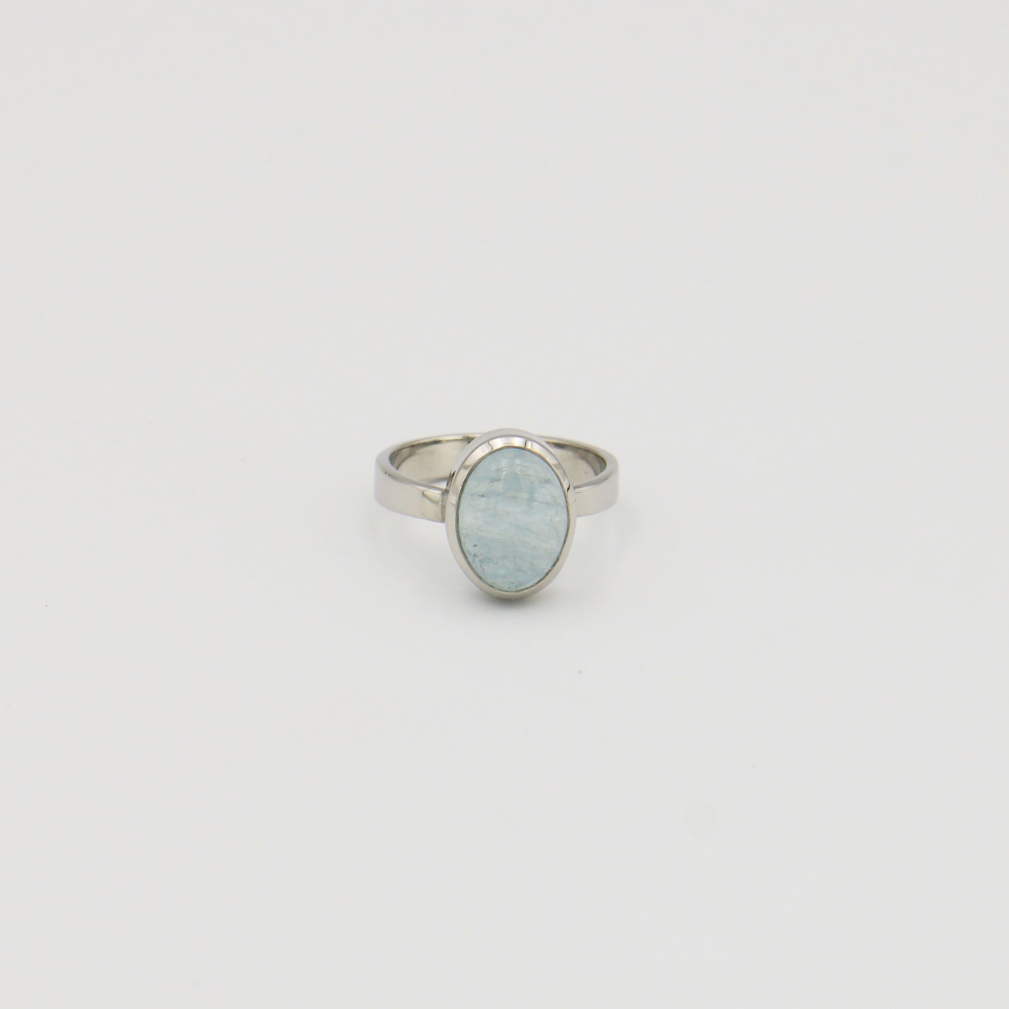 Aquamarine Small Oval Sterling Ring Sz 7