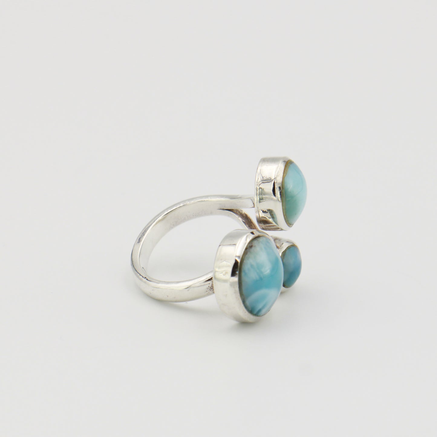 Larimar Three Circles Sterling Ring Sz 6