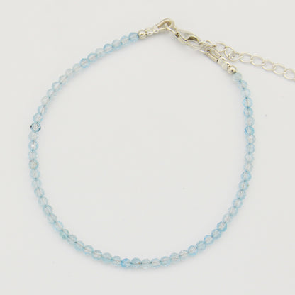 Dainty Gemstone Beaded Bracelet Aquamarine