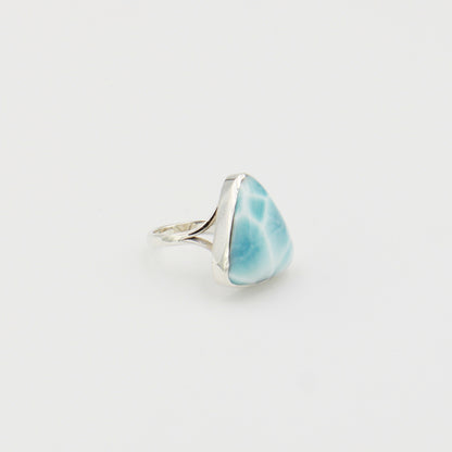 Larimar Triangle Split Shank Sterling Ring Sz 5.5
