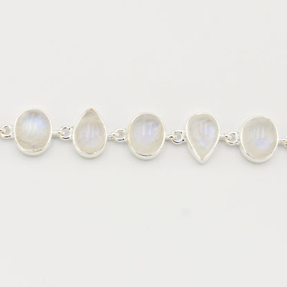 Moonstone Pears & Ovals Sterling Bracelet