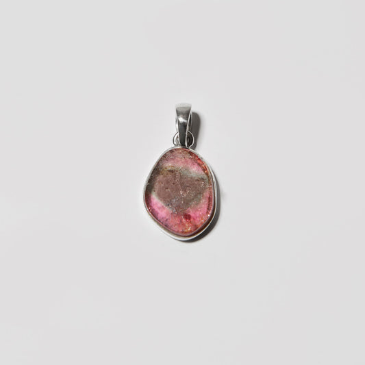 Watermelon Tourmaline Ovoid Sterling Pendant