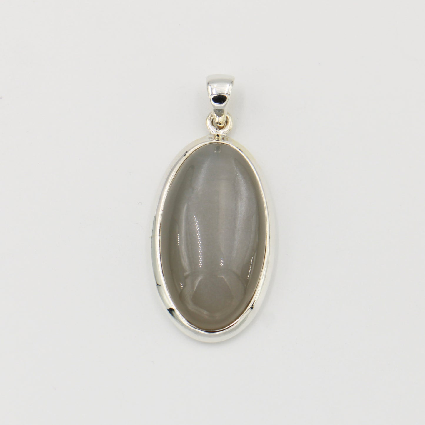 Grey Moonstone Oval Sterling Pendant