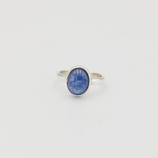 Tanzanite Oval Cab Sterling Ring Sz 7