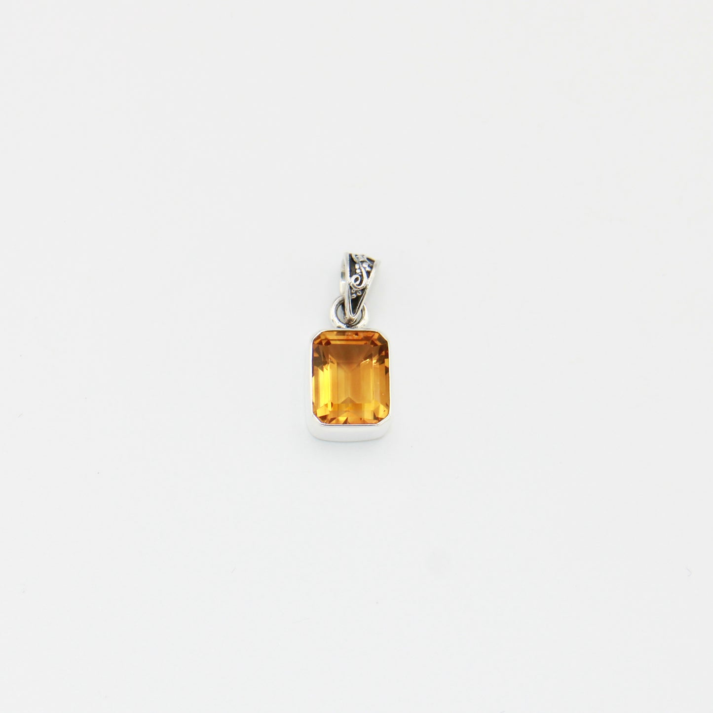 Citrine Rectangle Sterling Pendant