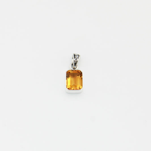 Citrine Rectangle Sterling Pendant