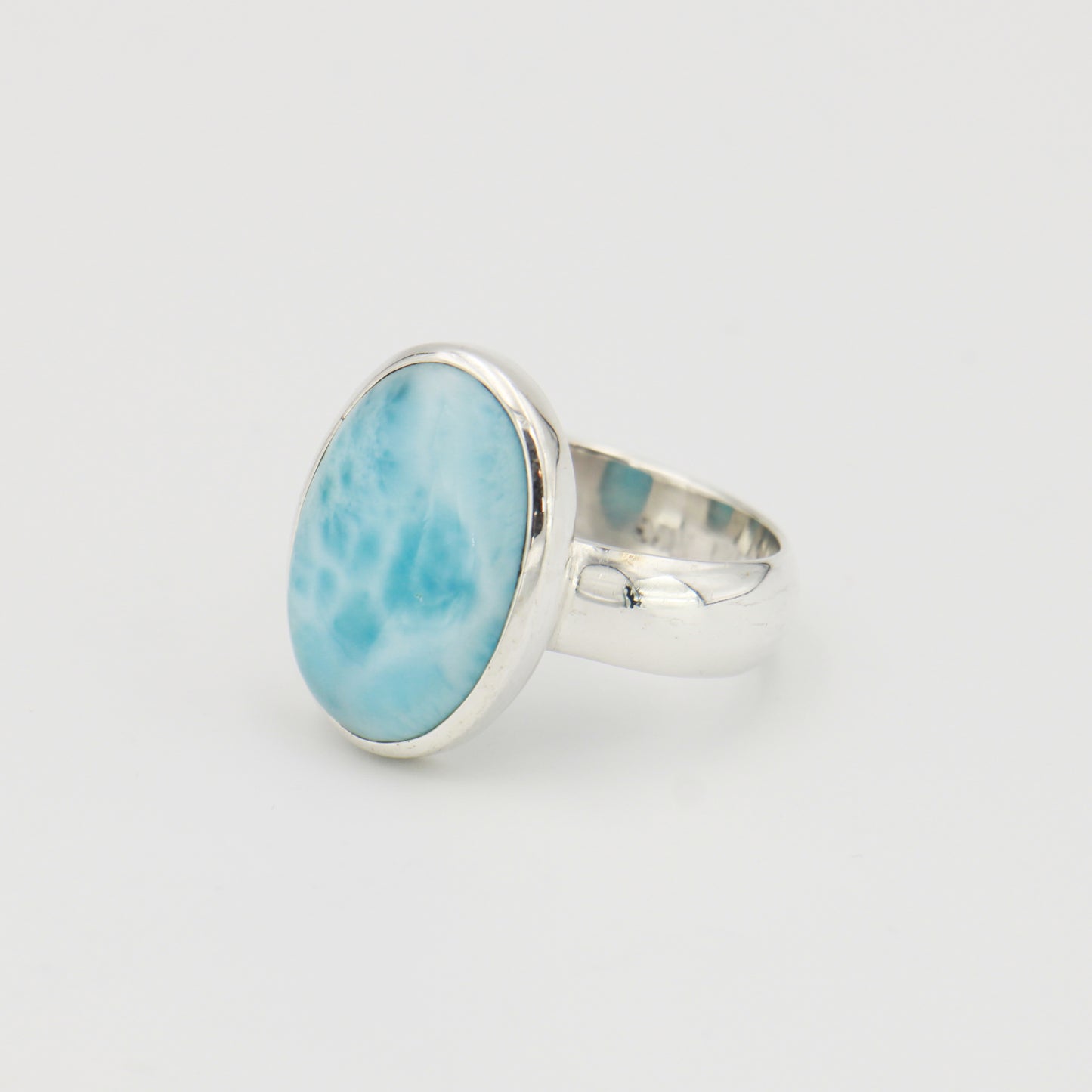 Larimar Oval Sterling Ring Sz 10