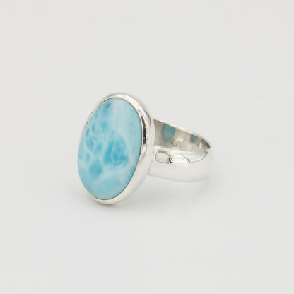Larimar Oval Sterling Ring Sz 10