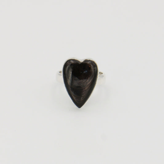 Hypersthene Heart Sterling Ring Sz 7