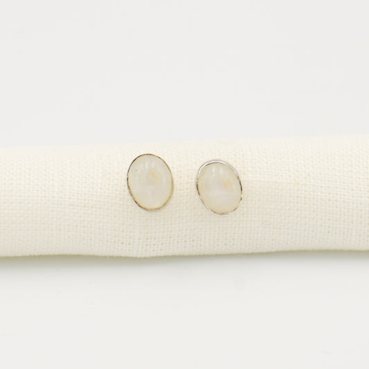 Moonstone Oval Bezel Studs