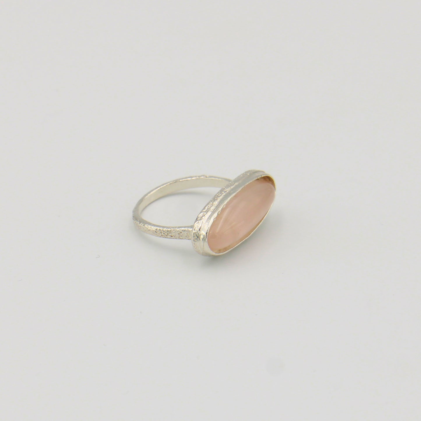 Rose Quartz Sterling Horizontal Ring 7