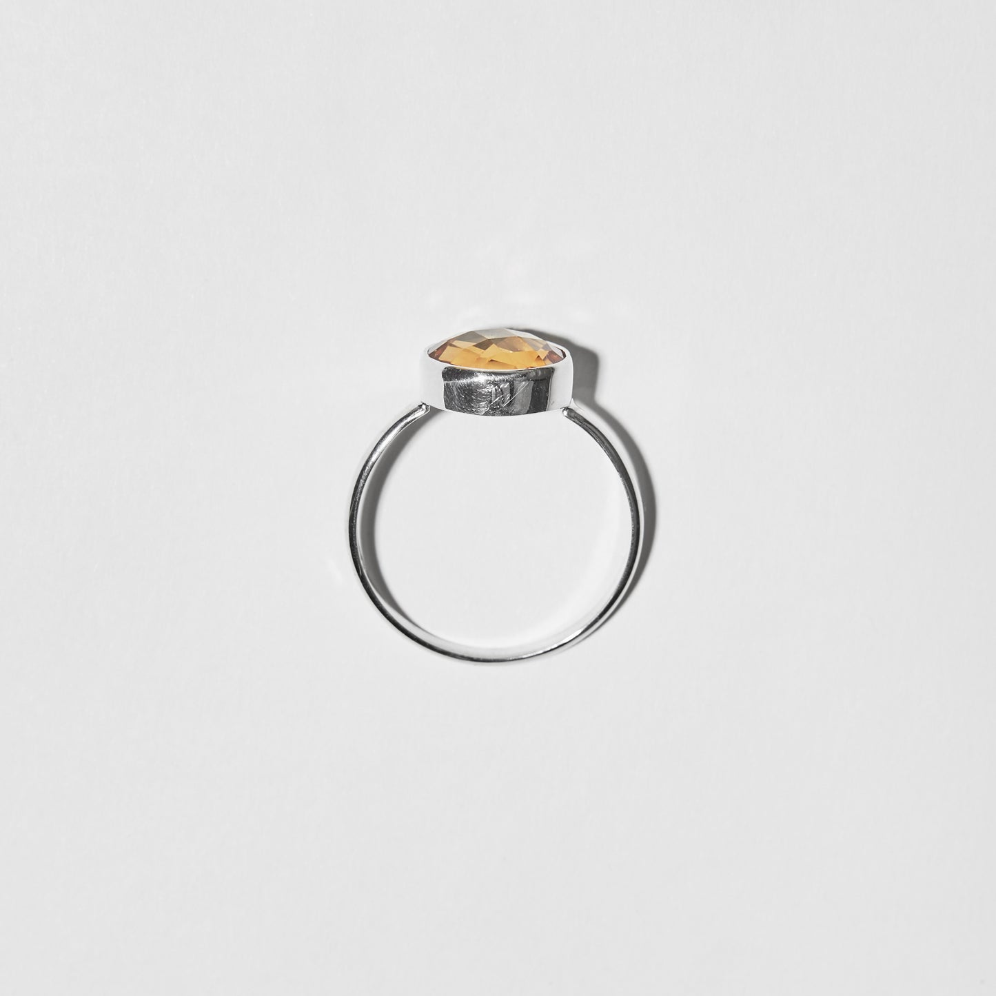 Citrine Round Sterling Ring Sz 9