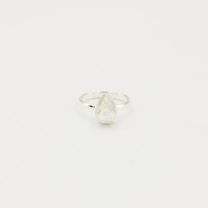 Moonstone Pear Sterling Ring Sz 6