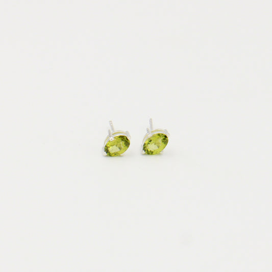 Peridot Pear Sterling Prong Studs