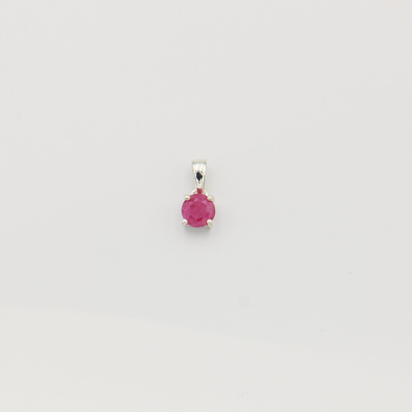 Tiny Round Ruby Sterling Pendant