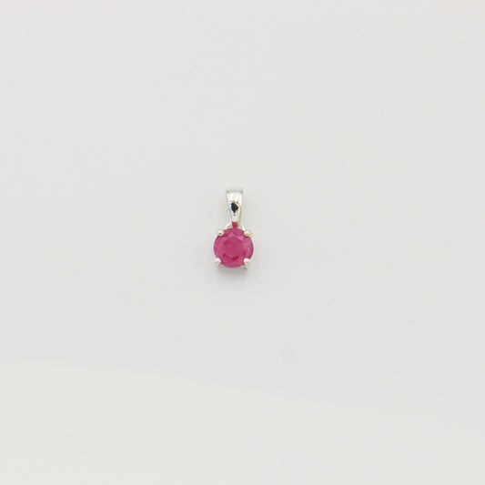 Tiny Round Ruby Sterling Pendant