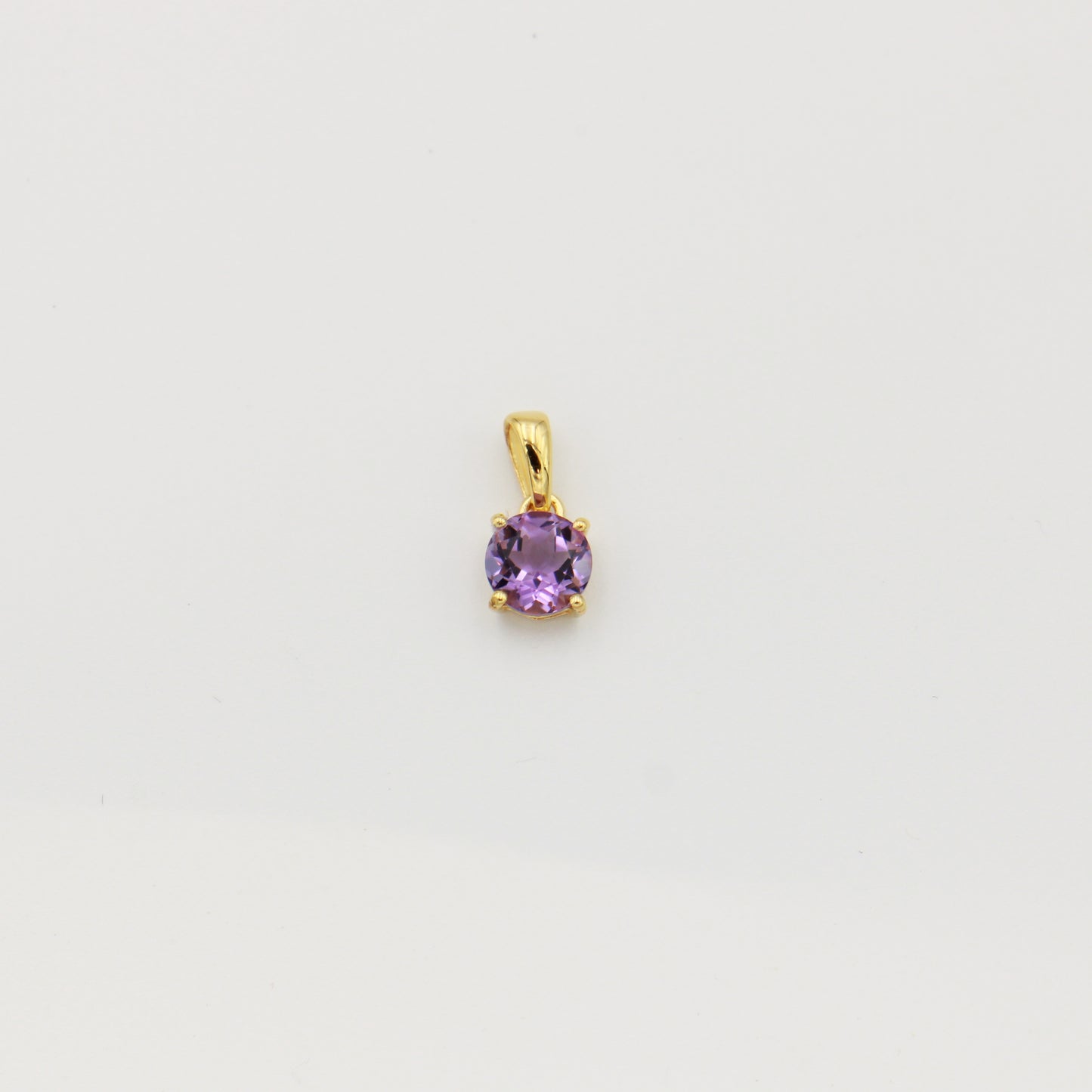 Tiny Round Amethyst Sterling GP Pendant