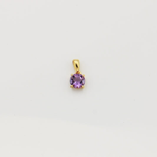 Tiny Round Amethyst Sterling GP Pendant
