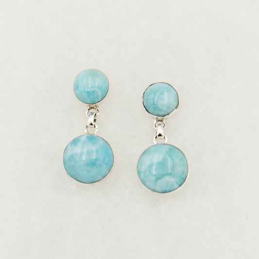 Larimar Double Round Sterling Post Earrings