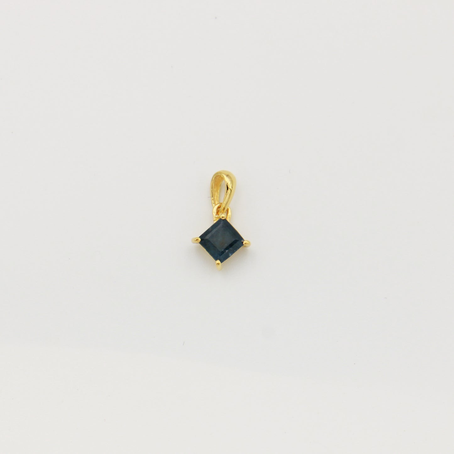 Tiny Square Sapphire Sterling GP Pendant