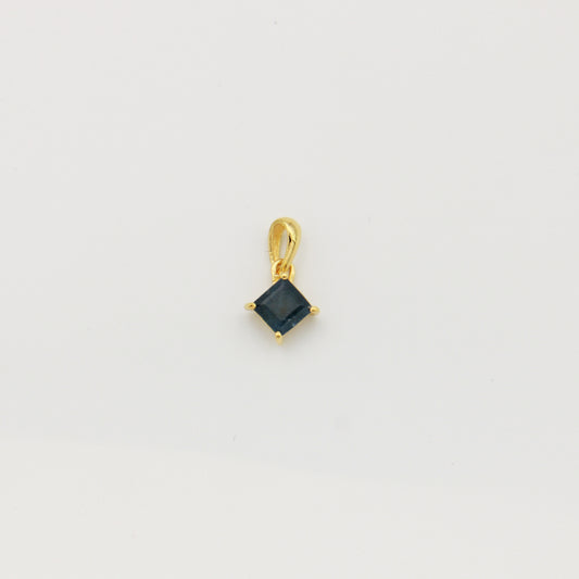 Tiny Square Sapphire Sterling GP Pendant