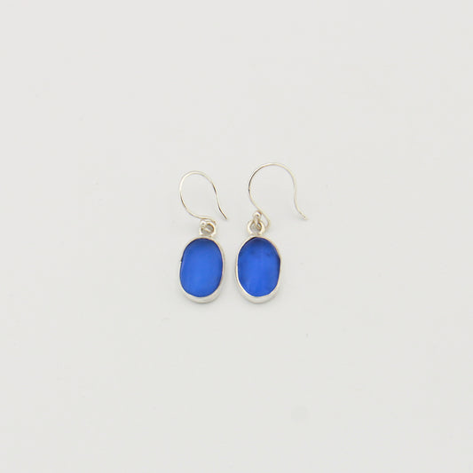 Twilight Blue Oval Sterling Earrings