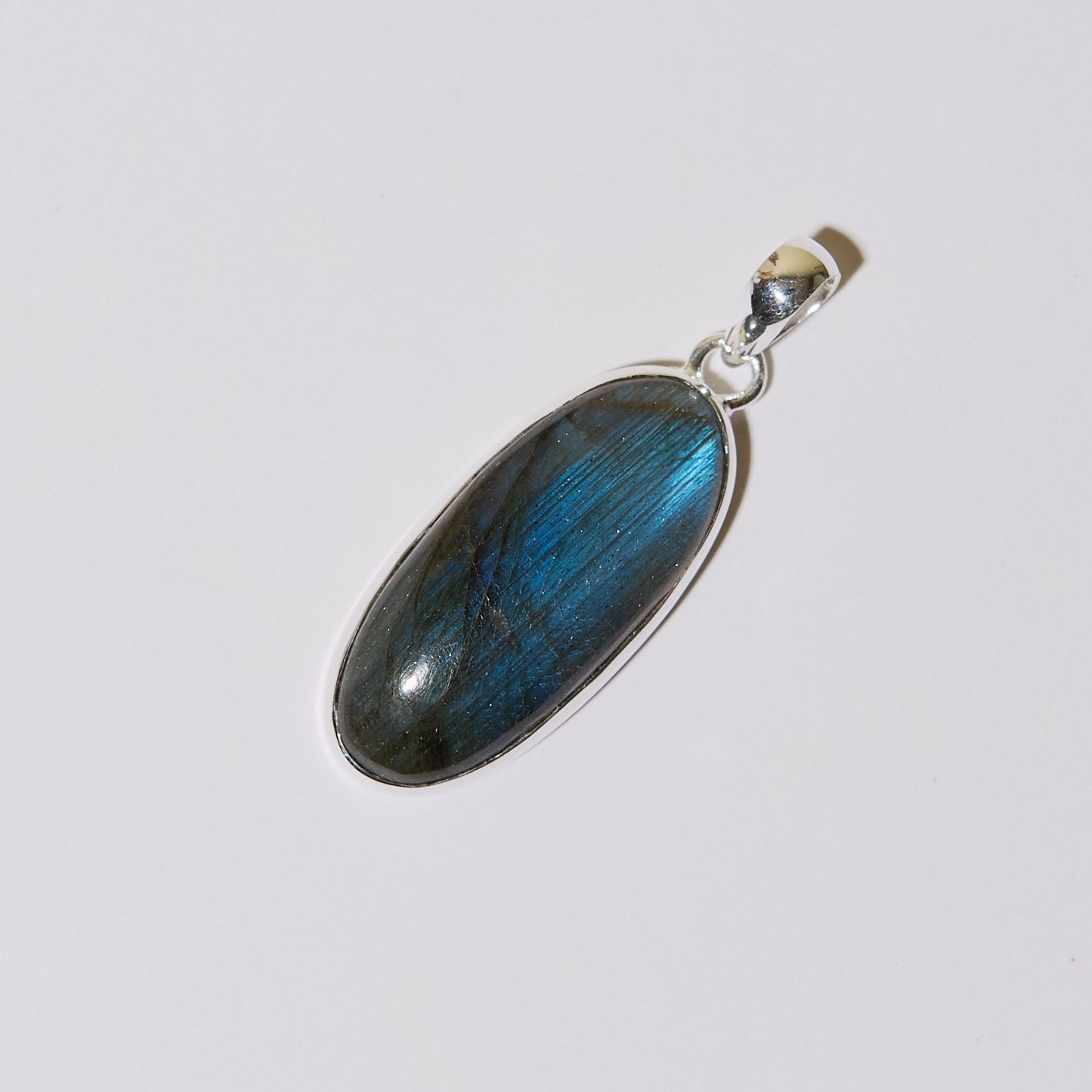 Labradorite Long Oval Sterling Pendant