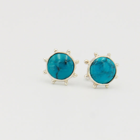 Turquoise Round Sterling Studs with Balls