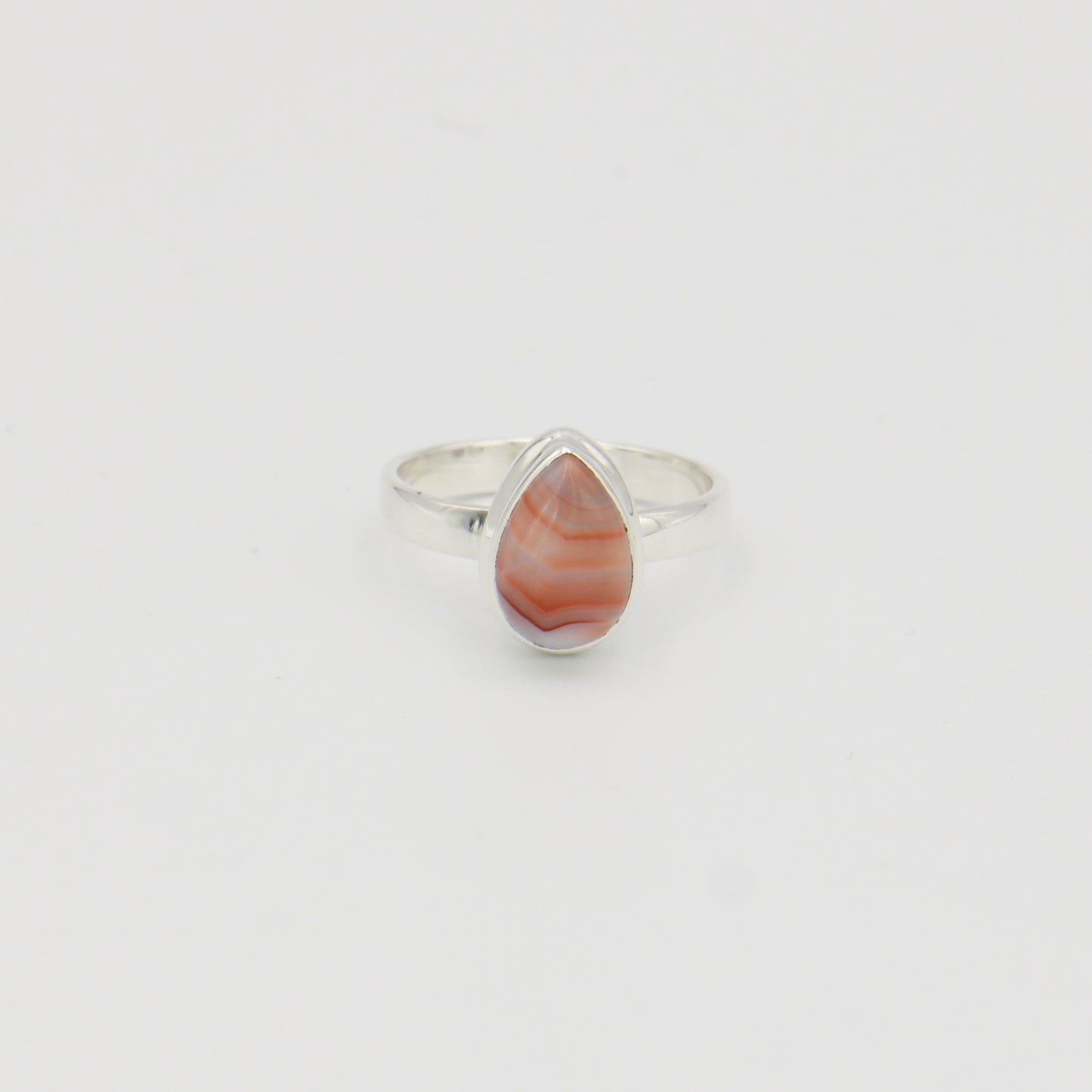Lake Superior Agate Pear Sterling Ring Sz 9