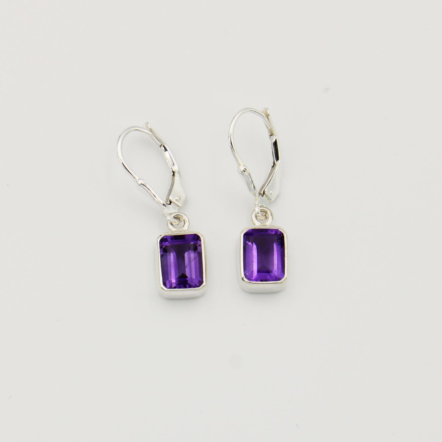 Amethyst Emerald Cut Sterling Earrings