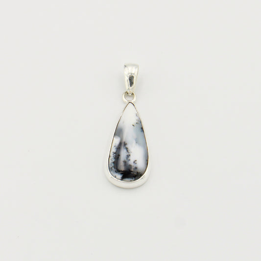Dendritic Agate Long Pear Sterling Pendant