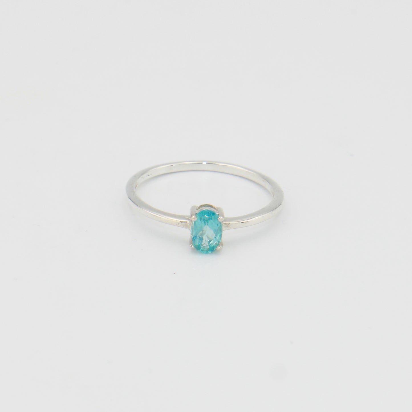 Apatite Oval Prong Sterling Ring Sz 8