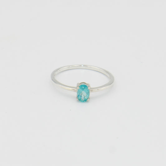 Apatite Oval Prong Sterling Ring Sz 8