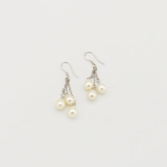 FW Pearl Sterling Chain Earrings