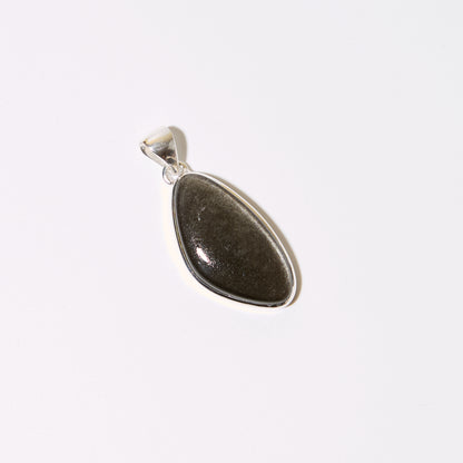 Silver Sheen Obsidian Wedge Sterling Pendant