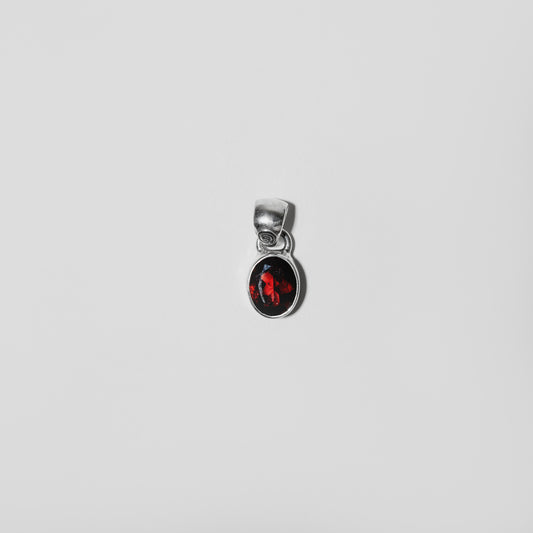 Garnet Oval Sterling Pendant