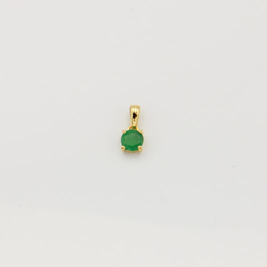 Tiny Round Emerald Sterling GP Pendant : 210000021536