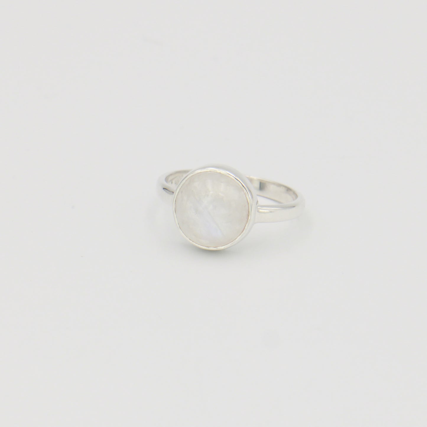 Moonstone Round Sterling Ring Sz 10