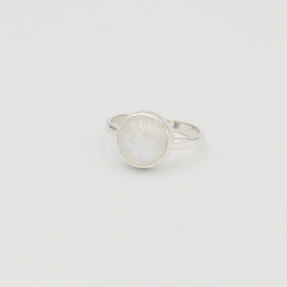 Moonstone Round Sterling Ring Sz 10