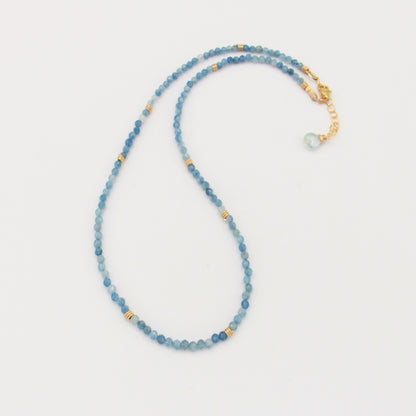 Aquamarine Beaded GF Necklace 16-17.5"