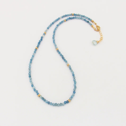 Aquamarine Beaded GF Necklace 16-17.5"